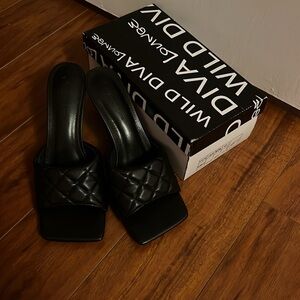 Wild Diva black quilt sandal heels